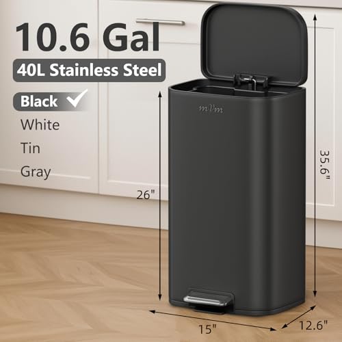 Caneca de basura ovalada de 10.6 gal con tapa negra miniatura 2