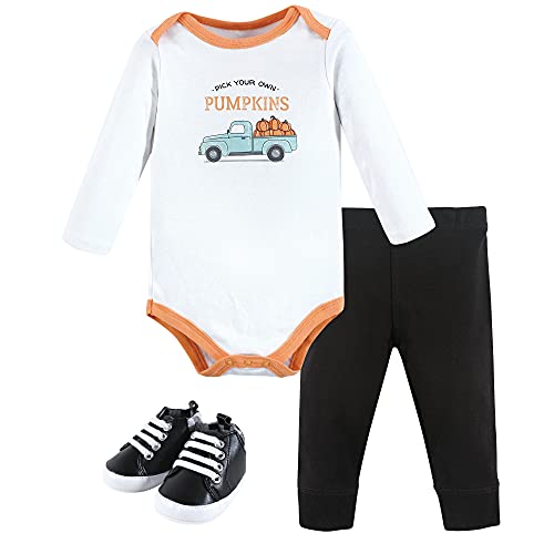 Image of Hudson Baby Unisex Baby Cotton Bodysuit, Pant and Shoe Set