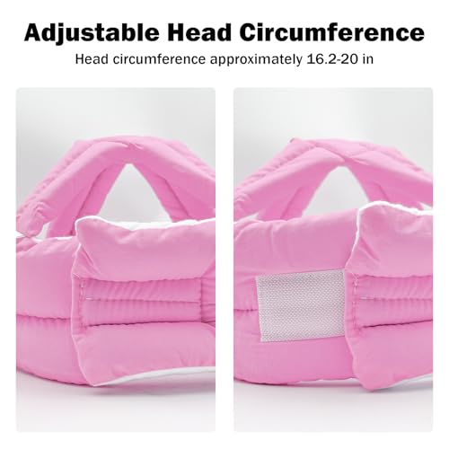 Image of Baby Head Protector Baby Helmet for Crawling Walking, No Bumps Safety Head Adjustable Protective Cap for Walking, Playing (Pink)