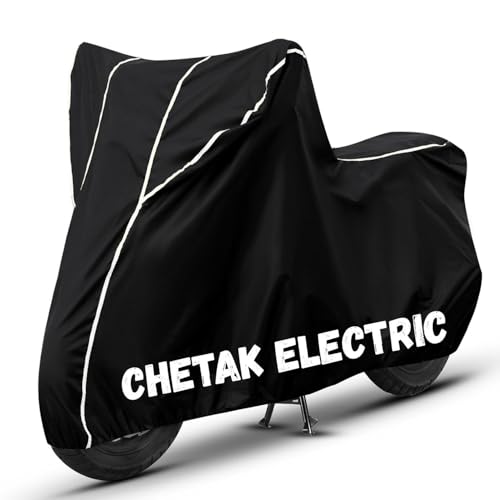 Image of Bike Cover for Chetak Electric 100% Waterproof, Dustproof & Scratch Resistant| Fully Bottom Elastic UV Resistant Heavy Duty Body Cover | All Weather Outdoor Use