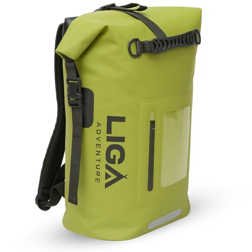 Bolsa impermeable LIGA Duffel Backpack, 30L con cierre roll-top para viajes, mochila de almacenamiento seco acolchada para senderismo, kayak, camping y pesca (Verde)