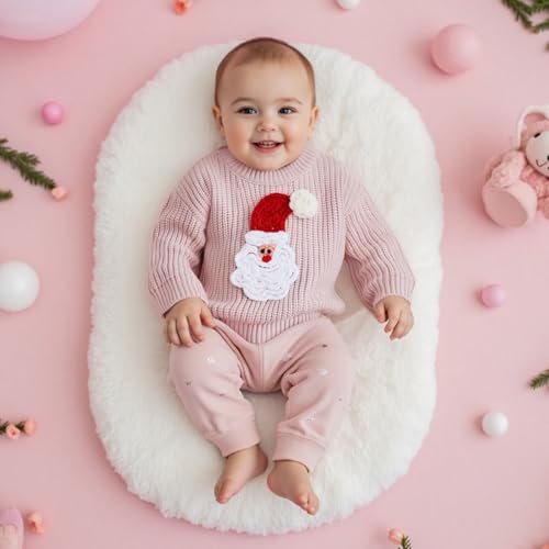Christmas Baby Girl Boy Outfit Santa Claus Long Sleeve Knit Sweater Toddler Infant Newborn Sweatshirt Pullover3