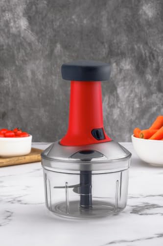 Image of Vegetable Chopper for Kitchen | Hand Chopper for Kitchen use Veg Cutter | Push Chopper 650ml Capacity | 3 Sharp Stainlee Steel Blades (Purple)
