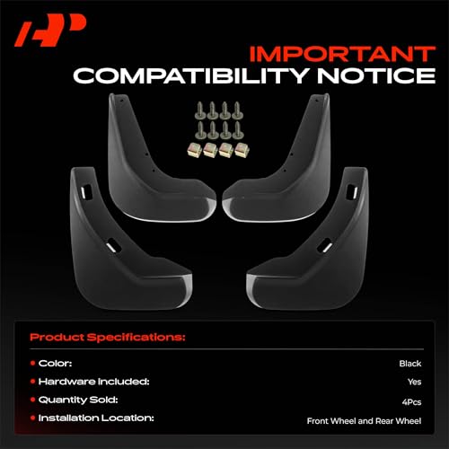 Image of A-Premium Mud Flaps, No Drilling Required Splash Guards with Accessories | Compatible with Buick Lucerne 2006-2011 Sedan, Set of 4 Front and Rear