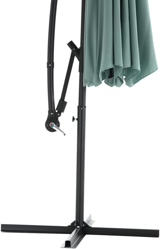 Solar LED Offset Hanging Patio Umbrella - 10ft Light Green Market Umbrella, No Base Included (Solar Powered Lights)
