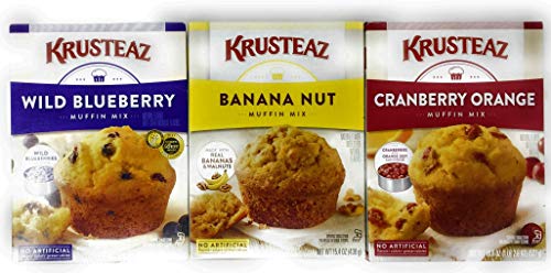 Krusteaz Muffin Mix Bundle - Cranberry Orange, Banana Nut, Wild Blueberry