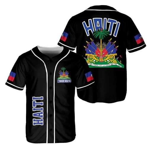 Ligthuy Personalized Name Haiti Baseball Jersey, Customized Haitian Baseball Jerseys for Men Women Haitian Flag Shirt 3D miniatura 1