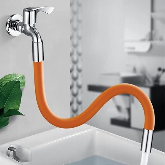 Kirtangenics Flexible Tap Faucet Extender Pipe Silicone Water Foaming Sprayer 360 degree Rotating Adjustable Hose Pipe for Kitchen & Bathroom (30 Cm)