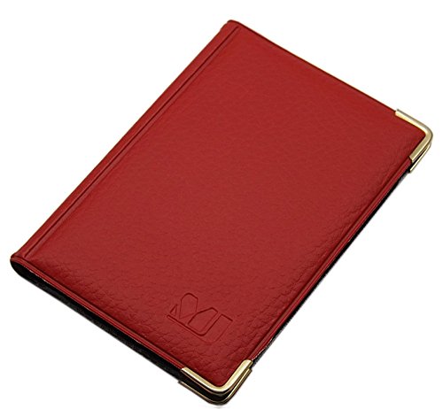 Exclusives Kredit- und Visitenkartenetui mit Schutzecken aus Metall 12 Fächer MJ-Design-Germany Made in EU Designs (Design 2 / Rot)