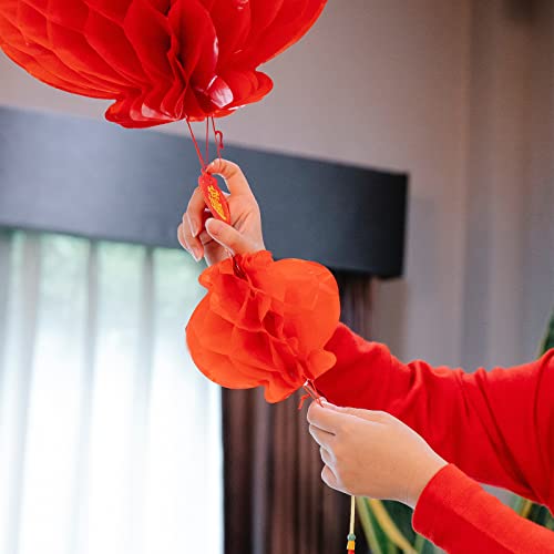 Image of TOYMIS 24 Red Chinese Lanterns, 11.8 /9.8 /7.9 inch, Festival Decoration for Chinese New Year, Spring Festival, Weddings & Parties