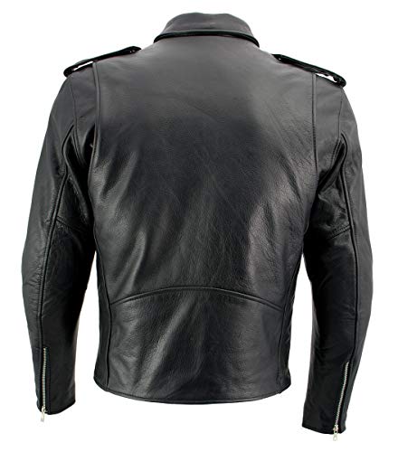 Xelement B7100 Men's 'Classic' Black Top Grade Leather Motorcycle Biker Jacket - X-Large #TOP1