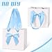 Kolldenn 50 Pcs Mini Gift Bags with Blue Bow Ribbon 4''x2.7''x4.5'' Small White Paper Thank You Goodie Gift Bags Bulk with Handle for Baby Shower Wedding Graduation Party Favor Birthday Return Guests