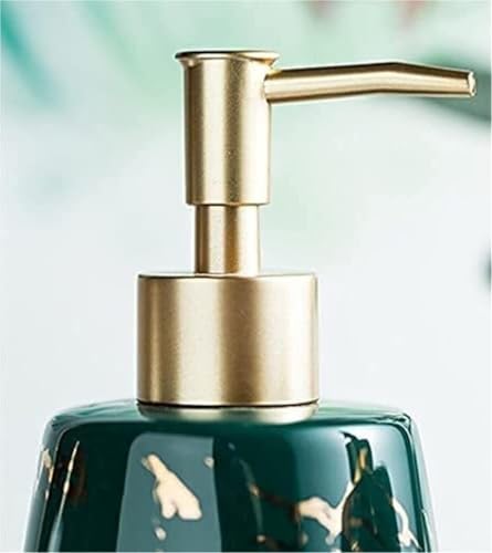 Juego de accesorios de baño con dispensador de jabón y vasos de cerámica verde resistente 4