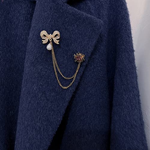 Broche anti-bâillement pour col de chemise et pull avec chaîne perle - 3