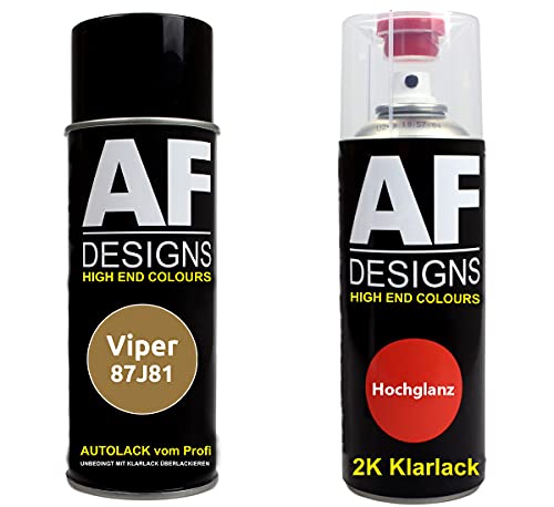 Alex Flittner Designs Pintura Bote Spray Kit compatible con Viper 87J81 Oro Metálico 2K Barniz Claro Pintura Base Aerosol 2x400ml