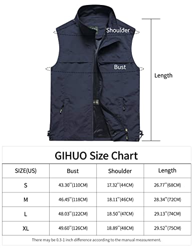Gihuo Men's Lightweight Quick Dry Outdoor Multi Pockets Fishing Vest (X-Large, Style3-Navy) #TOP1