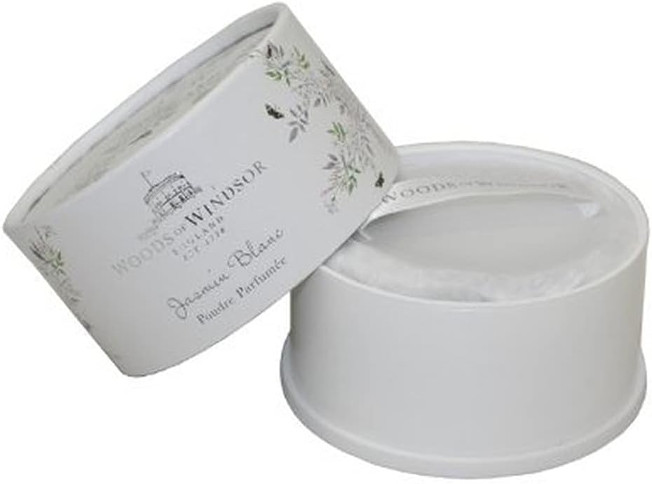 Woods of Windsor White Jasmine Body Dusting Powder with Puff for Women, 3.5 Ounce