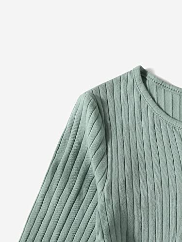 OYOANGLE Girl's Long Sleeve Ribbed Knit Drawstring Side Ruched Bodycon Short Dress3