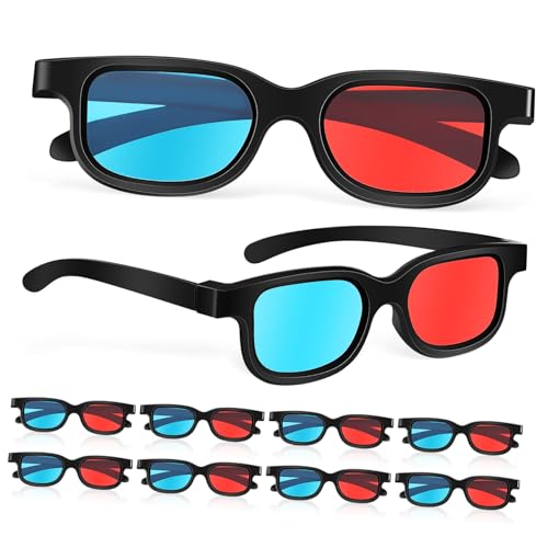 Hemobllo 10pcs Red- Glasses for Movies and Games Compatible with Computer Monitors Tvs and Projectors Lightweight Comfortable Viewing for All