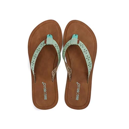 ARRIGO BELLO Flip Flops Dam ihåliga dam PU läder Sandal inomhus Slip On Sliders utomhus Flat Beach Pool Storlek 36-41（Grön Neo Mint,Numeric_38）