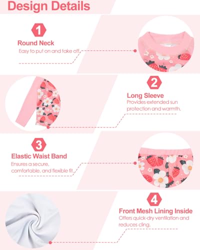 Image of babygoal Little Girl Rash Guard UPF 50+ Swimsuit 2-Piece, Long Sleeve Rashguard Bathing Suit Set for Girls 3-8 Years