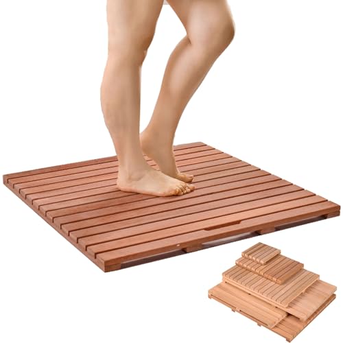 Holz-Badematte, rutschfeste Duschmatte für den Außenbereich, Garten, Dusche, Bodenplatte, Bodenrost, Außenabdeckung, Holzdusche, multifunktionales Badewannen-Tablett (30 x 50 cm)