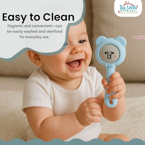 Image of THE LITTLE LOOKERS Teether for Baby | Musical Rattle Teethers for 3 to 24 Months | Silicone Rattle Teether | BPA-Free for Easy Teething | Jhunjuna, Baby Feeding Toys (Blue)