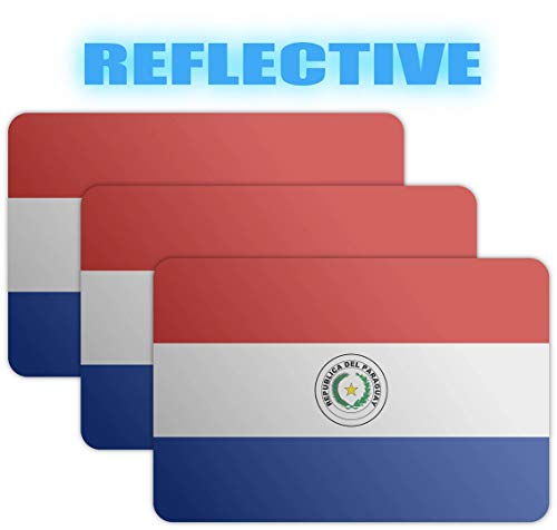 (x3) 3M Reflective Paraguay Flag Stickers | Versatile Safety Decals | Flag of Paraguay Sticker Decals | Perfect for Hard hats, laptops, bikes, toolboxes and more!