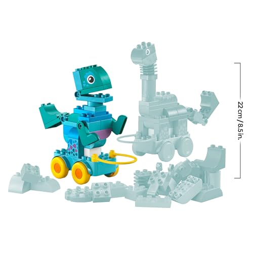 LEGO Duplo Ma Ville Dinosaures sur Roues 3-en-1 Jeu Éducatif pour Fille ou garçon 3 Ans - Diplodocus, T-Rex, tricératops & stégosaure ou ptéranodon & Parasaurolophus - Figurines de Dinosaures 10451