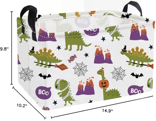 Image of Essme Rectangular Dinosaur Helloween Basket,Kids Storage Bins Organizer with Handles for Room Decor, Gift Basket.(Dinosaur Halloween)