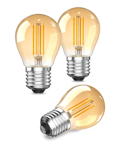 Lamptobe E27 LED Filament Warmweiss 2.5W, Bernstein Vintage Glühbirne 2200K G45 Retro Edison Ersetzt 20W, Filament Dekolampen Für Restaurant, Café, Bar, Nachtlicht, Tischlampe (Nicht Dimmbar, 3 Stück