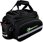 ROCKBROS Bike Rack Bag Max 45L Trunk Bag Waterproof Carbon Leather Bicycle Rear Seat Cargo Bag Rear Pack Trunk Pannier Handbag (Black)