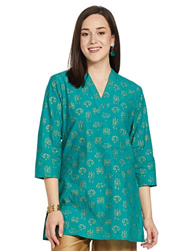 Image of ZEMYRA Women's Regular Kurta (AW20TUN1 Turquoise Green L