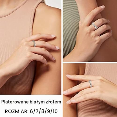 QKEPCY Pierścionki lękowe dla kobiet, krzyżowe, obrotowe pierścionki ze stali nierdzewnej, węzeł nieskończoności, fidget, pierścionek cienki, nakładany, pierścionki do noszenia po kilka na raz