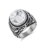 ✨Port polyvalent - La bague pour Hommes est disponible en tailles 60 et convient à tout type de Hommes. Elle peut également être portée en tant que bague de pouce, bague simple, bague d'auriculaire, bague midi, bague de doigt, bague phalange, bague d'empilage, bague déclaration, alliance, bague de fiançailles, bague d'anniversaire ou bague de promesse, etc. Cette bague Motif floral vintage avec turquoise blanche Argent s'adapte facilement à votre humeur et à votre style.
