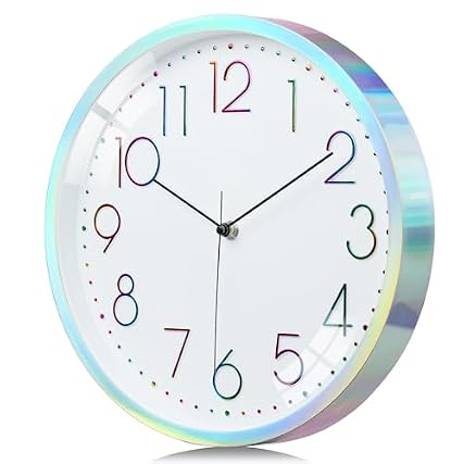 Lafocuse 12 Inch Cool Silver Wall Clock for Living Room Decor, Silent Analog Wall Clock Battery