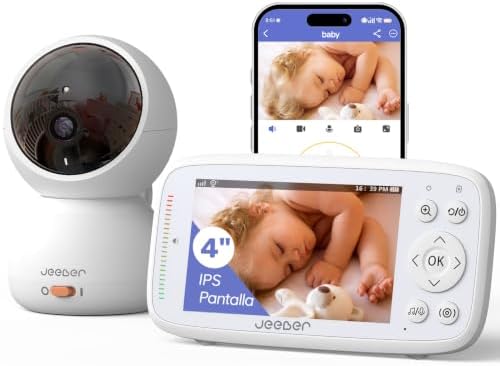 Camara Vigilancia Bebe con App Movil, 4" IPS Pantalla, 360 ​​Grad...