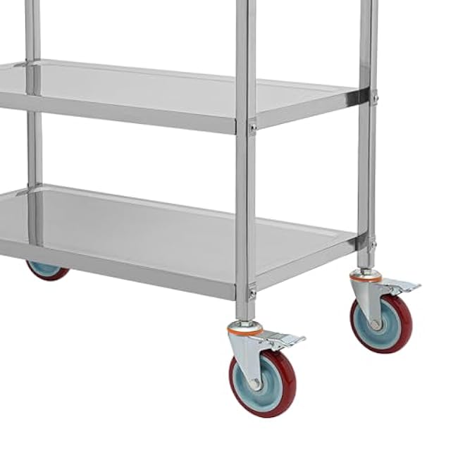 3 Tier Stainless Steel Kitchen Trolley Cart,Heavy Duty Food Service Cart with Handle,Rolling Utility Kitchen Storage Cart,Restaurant Catering Hotel Home,300LBS Load Capacity-lv8qa9qj