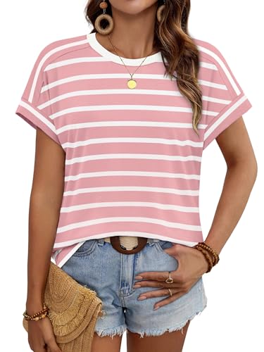 Image of WIHOLL Womens Tops Short Sleeve Shirts Summer Outfits 2026 Spring Dressy Casual Clothes Clothing