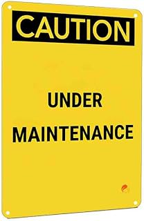 Caution Under Maintenance Warning Sign, 12x8 Inch Heavy-Duty Metal Safety Sign, High Visibility Yellow Black Notice Plaque with Pre-Drilled Holes for Workplace, Garage, Shop, Office, Home
