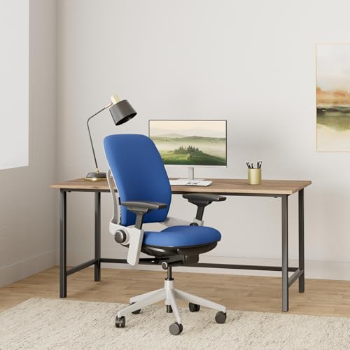 Image of Steelcase Leap Chair with Platinum Base & Hard Floor Caster, Blue