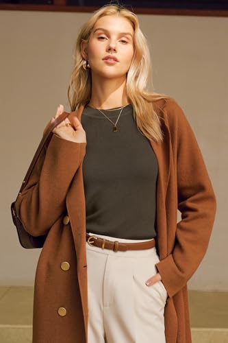 Image of Arach&Cloz Women's Wool Blend Classic Crew Neck Casual Fall Sweaters