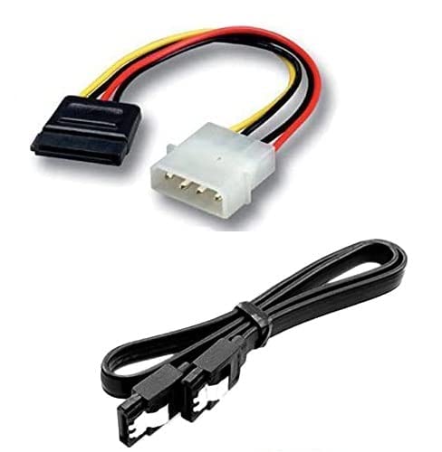 AdzMozi® SATA III/Sata 3 Data Cable with Locking Latch and 4 Pin Molex to 15 Pin Power Cable Combo for Internal Hard Disk Drive, HDD, SSD & DVD Writer - Red, Yellow, Black (B0C8TWSBH6) Amazon Price History, Amazon Price Tracker