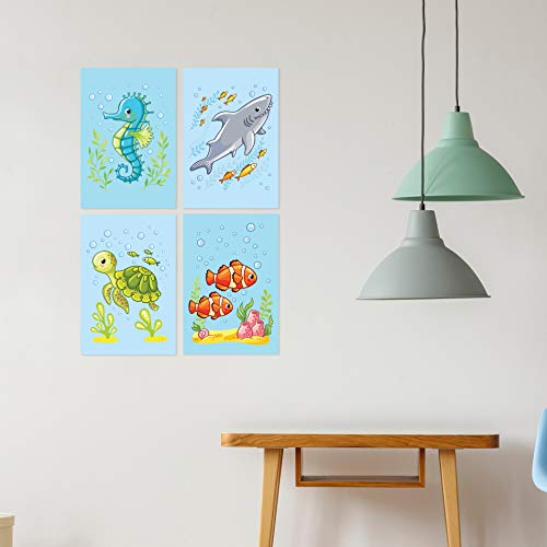 Placas Decorativas Fundo do Mar Modelo 1 Kit 4un 20x30cm