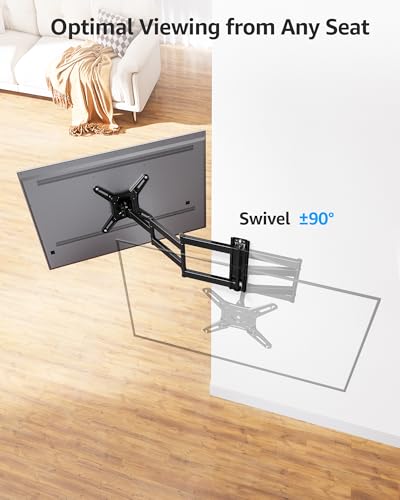 Image of MOUNTUP Full Motion TV Wall Mount for Most 13-42 inch TVs, 21.7'' Long Extension Articulating Arm with Swivel Tilt Rotation, Corner TV Mount Wall Bracket for Monitor, Max VESA 200x200mm, Holds 44 lbs