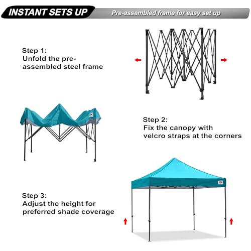 Image of ABCCANOPY Patio Pop Up Canopy Tent 10x10 Commercial-Series (Turquoise)