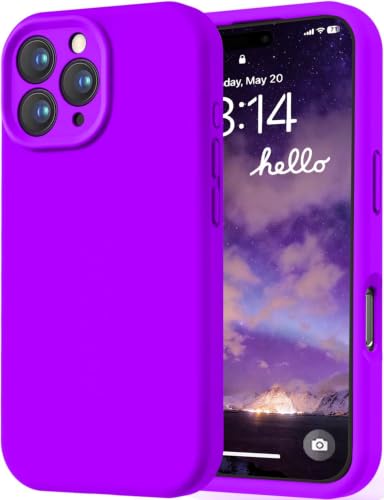 Image of LOVE 3000 Designed for iPhone 16 Pro Case, Premium Silicone with [Soft Anti-Scratch Microfiber Lining] Shockproof Protective Phone Case for Men Women Girls 6.3 inch, Neon Purple