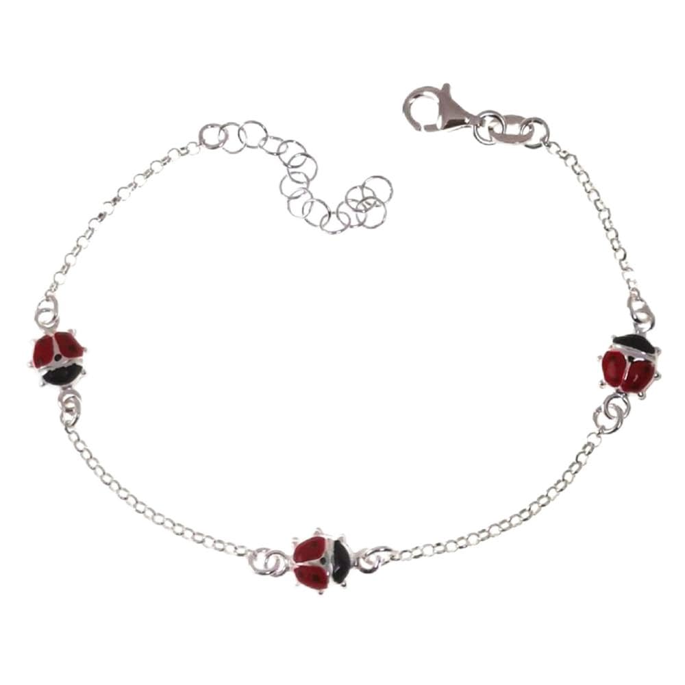 Bracelet avec coccinelles en argent sterling 925 pour filles, un design pour les petites filles les plus coquettes