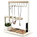 Soporte para joyería, Organizador de Anillos de Madera para Colgar Collares de Varios Niveles, Bandeja para Pendientes, 8 Ganchos para Guardar Collares, Pulseras, Anillos y Relojes en la Mesa