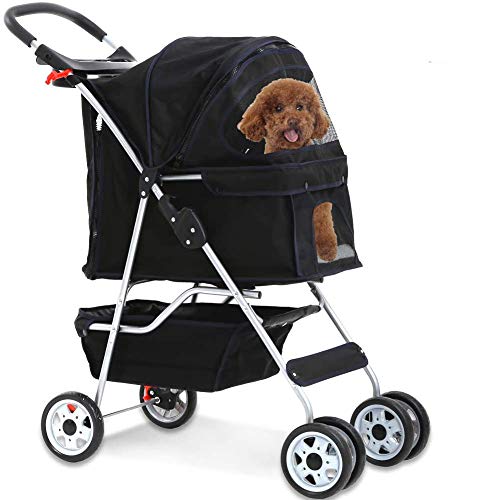 Dog Stroller Pet Stroller Cat Strollers Jogger Foldable Travel Carrier 35Lbs Capacity Doggie Cage Durable 4 Wheels Strolling Cart with…